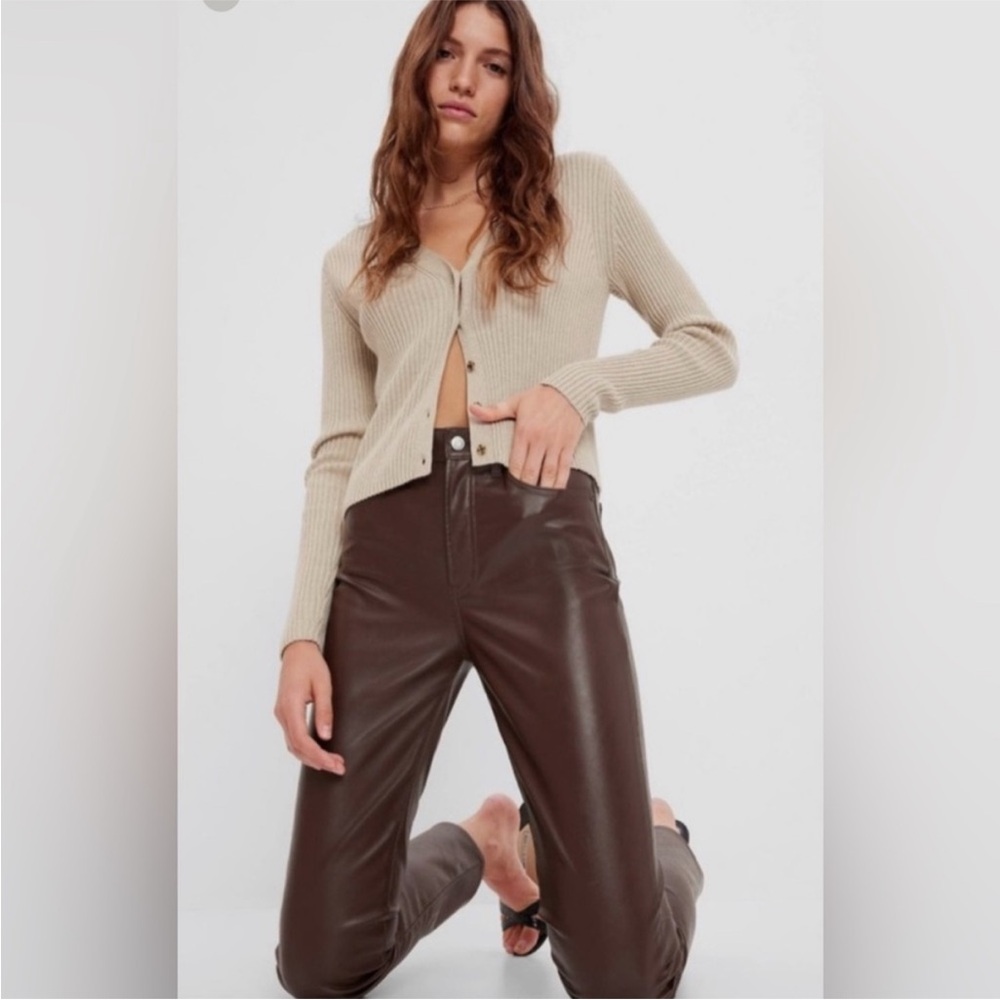 GAP Vintage Slim High Rise Brown Leather pants 6L / 28L